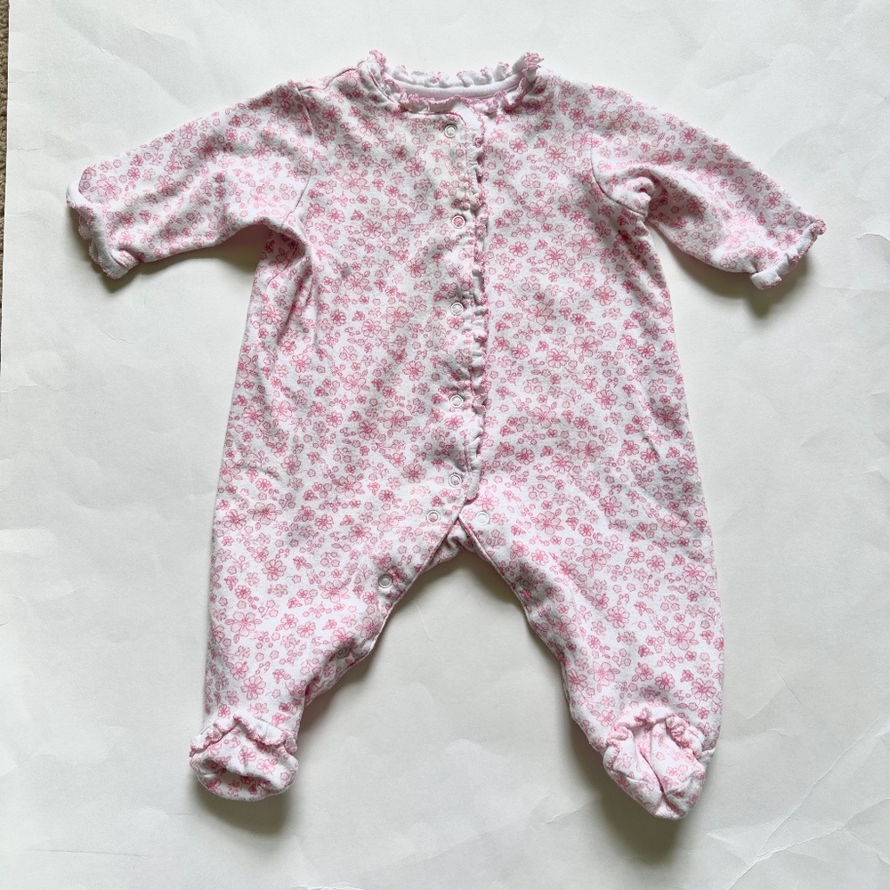 Baby Girl Pink Floral Pajamas Sleeper Footies Size 3M